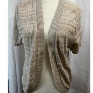 Basic Editions Women's Open Cardigan/Shrug Sweater Medium Tan Lightweight